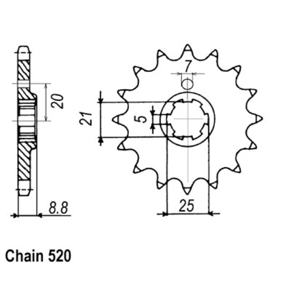 14T Front Spkt Kawasaki/Husqvarna (507) (Same as HQ3)