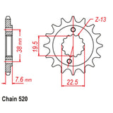 14T Suzuki LT Z400 K3-K6/Kawasaki KX F400 Supersprox Front Spkt (1401)