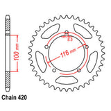 43T Kawasaki KX60/80 Rear Sprocket (464)