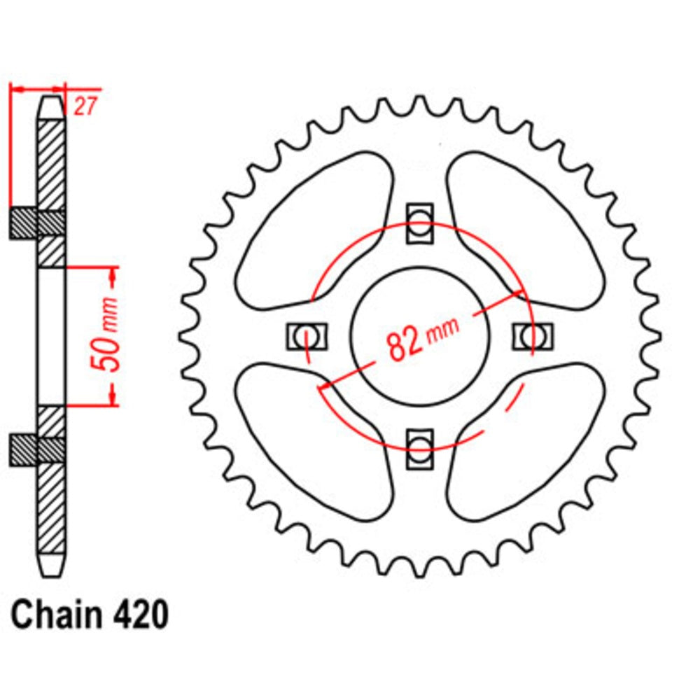 46T Honda XR75/80 Rear Sprocket (256)