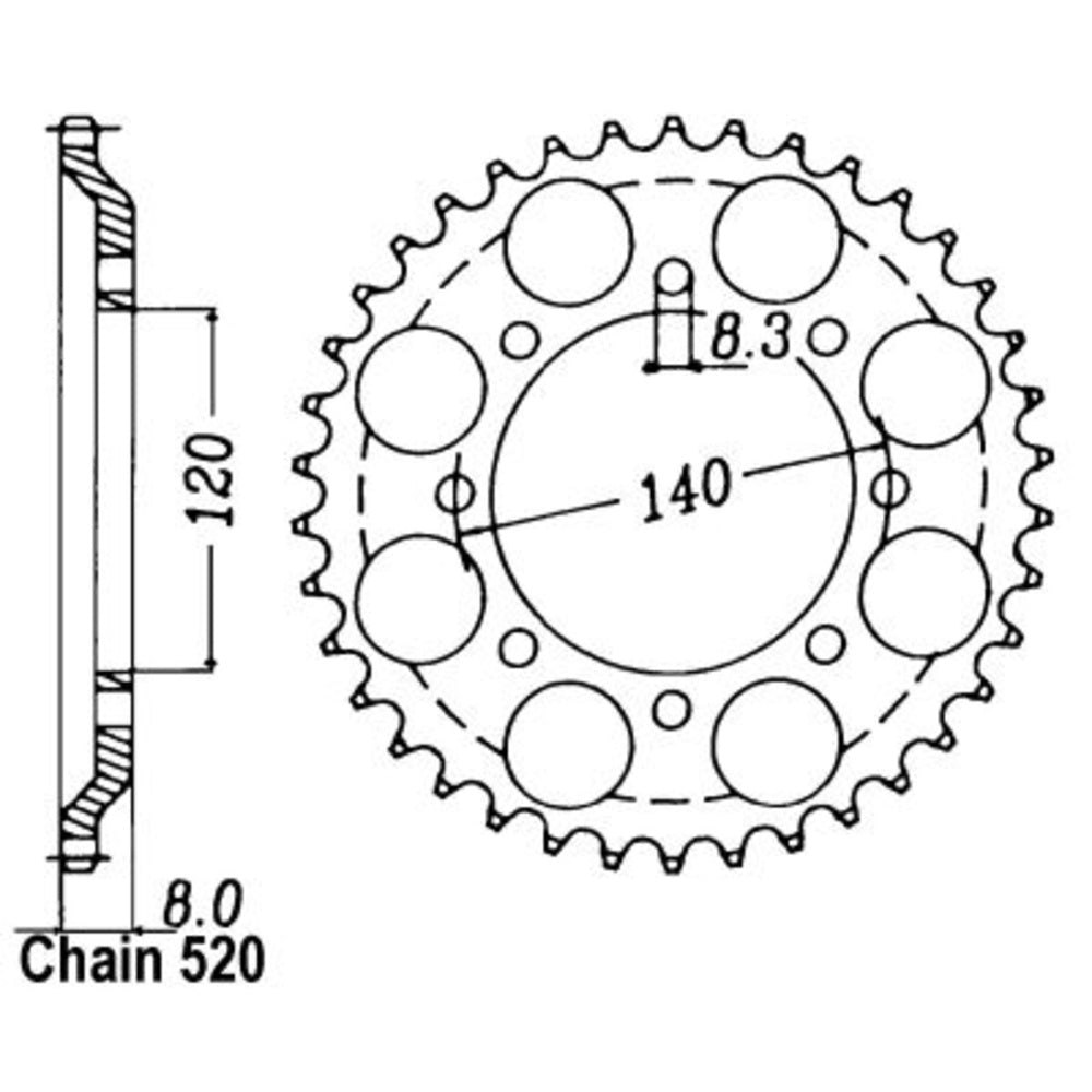 43T KLR600 Kawasaki Rear Sprocket (477)