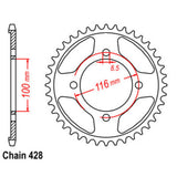 51T Kawasaki KLX140 Rear Sprocket (462)