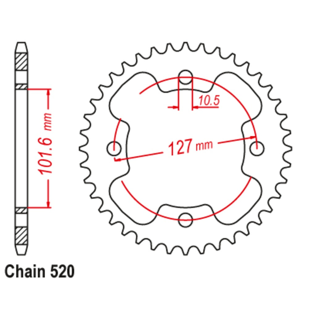 38T Polaris Rear Sprocket 450 Outlaw ( 1480)