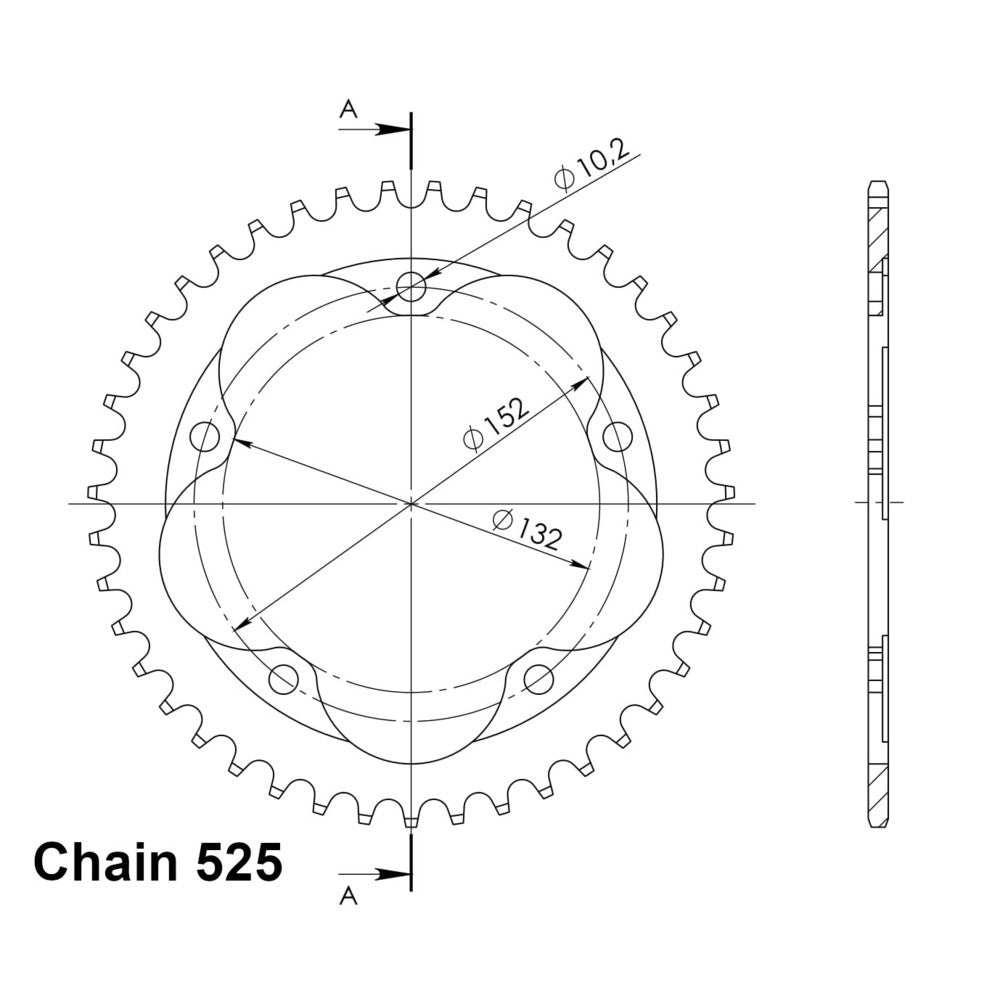 43T Rear Sprocket MV Agusta 675 F3, 800/910/920/989/1090 Brutale, F4 1000 (Black) (614)