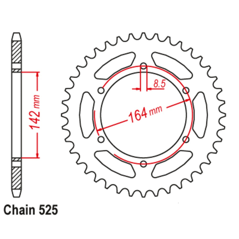 44T Hyosung GT650 R/S Rear Sprocket (1074)