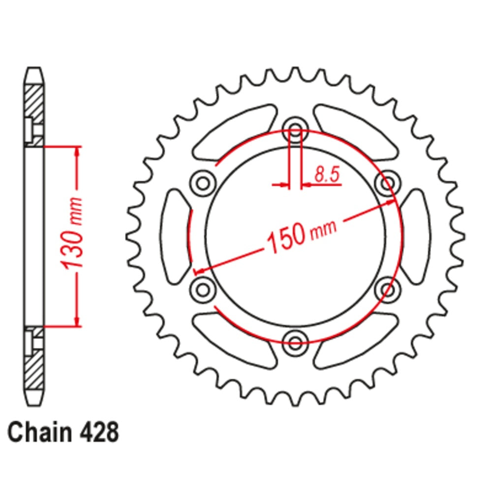 54T Honda CBR250 Rear Sprocket (1244)