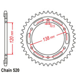 38T Honda CBR250 R 11-13 Rear Sprocket (1220)
