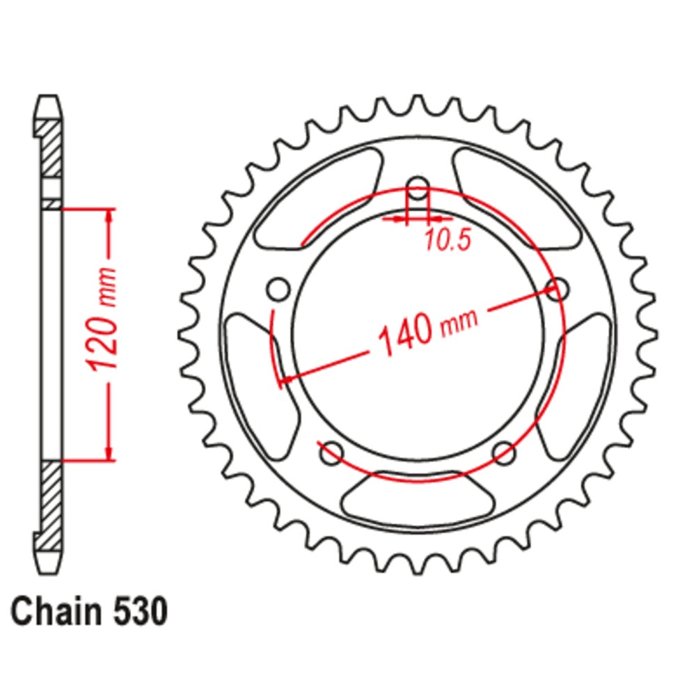 44T Black Stealth Supersprox Suzuki Rear Sprocket (1800)