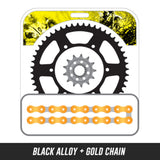 RMZ-250 13-16,Front: 49H-13,Rear: 402-49 ALLOY BLACK,Chain: 520 MRD7 GOLD