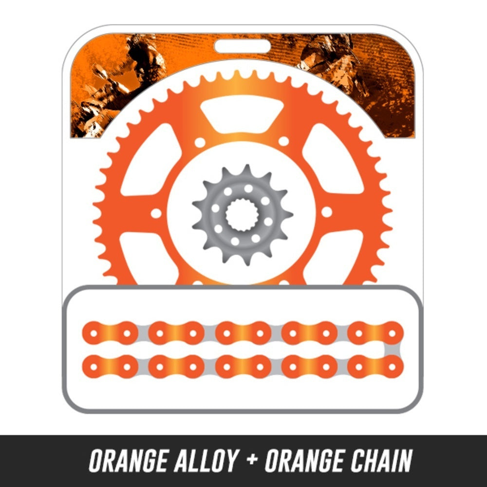 85SX 03-16,Front: KT5-13,Rear: KM4-46 ALLOY ORANGE,Chain: 428 SHDR ORANGE