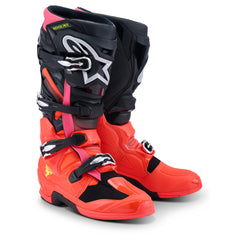 AS2012025 TECH 7 BOOTS (MY25) BLACK FLURO-RED FLURO-PINK