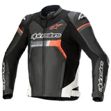 GP FORCE LEATHER JACKET AIRFLOW BLACK WHITE FLURO-RED (1231)