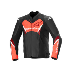 Faster V3 Air Leather Jacket Black Fluro-Red (1030)