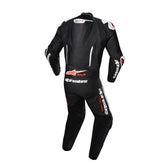 GPR7 1PC LEATHER SUIT BLACK WHITE RED FLURO (1231)