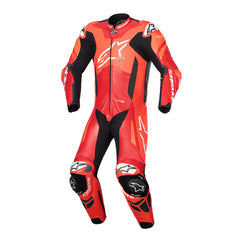 GP Plus V4 Sprint 1PC Leather Suit Fluro-Red Mid-Red White (3087)