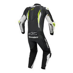AS3150226 GP TECH V5 1 PC LEATHER SUIT BLACK WHITE YELLOW FLURO