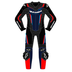 AS3150526 GP FORCE V2 LEATHER SUIT 1 PC BLACK BLUE FLURO RED