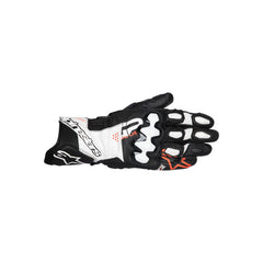 GP Plus R V3 Leather Gloves Black White Fluro-Red (1231)