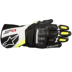 SP8 V2 LEATHER GLOVE (125) | Black White Fluro Yellow /56