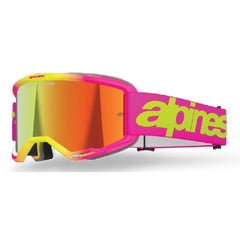 VISION 5 WORDMARK GOGGLE | PINK FLURO YELLOW (3085) | MIRROR RED LENS