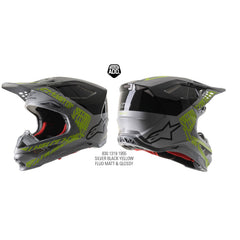 Supertech SM8 Triple Helmet Silver Black Yellow Fluro M&G (1955)