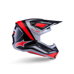 AS8301526 SM7 RISE HELMET ECE06 BLACK SILVER FLURO-RED GLOSSY