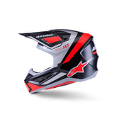 AS8301526 SM7 RISE HELMET ECE06 BLACK SILVER FLURO-RED GLOSSY