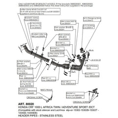 LV HEAD PIPES | STAINLESS | CRF 1100 L AF TWIN / ADV SPRT/DCT '20> (orig. & LV exhaust) (orig. cntr stand & pann)