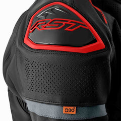S1 D30 CE LEATHER JACKET BLACK-GREY-RED