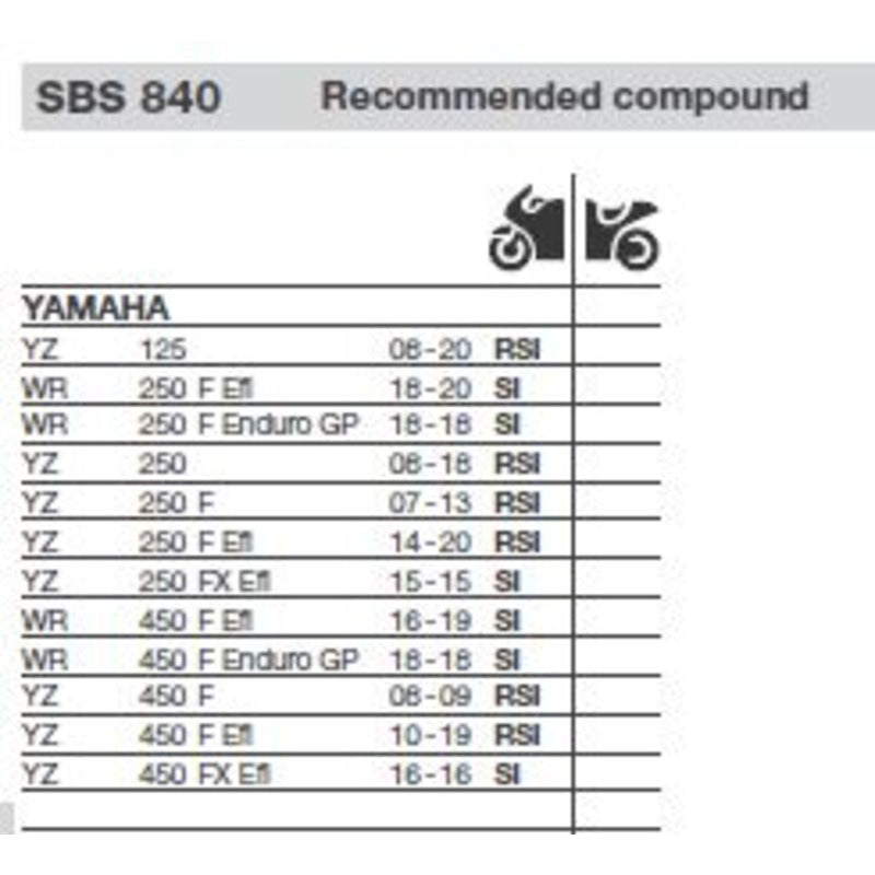 SBS 840SI Front/Rear Pads | Sinter Off Road