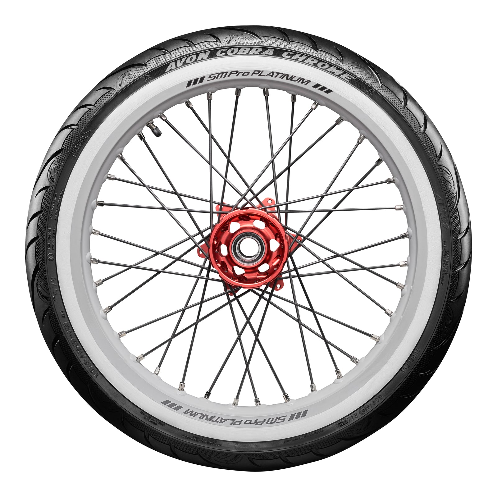 Avon Cobra Chrome MH90-21 (80/90-21) White Wall Front Tyre (56V Rating) AV91