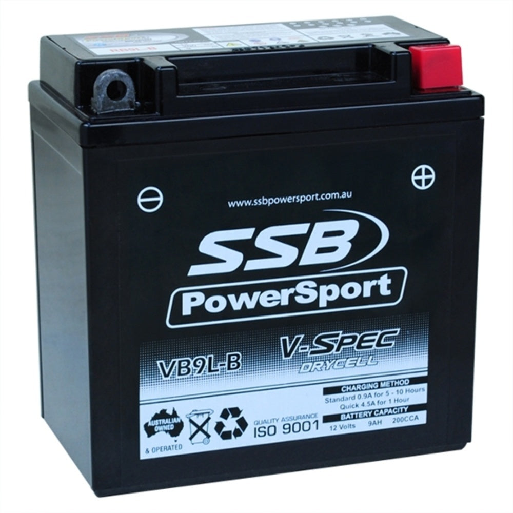 12V SSB V-Spec High Perform. AGM Battery (6) (12N9-3A, 12N9-3B, CB9L-B, CB9L-A2, YTX9AL-BS, YT9BAL-4, MB9U) (3.3 Kg)