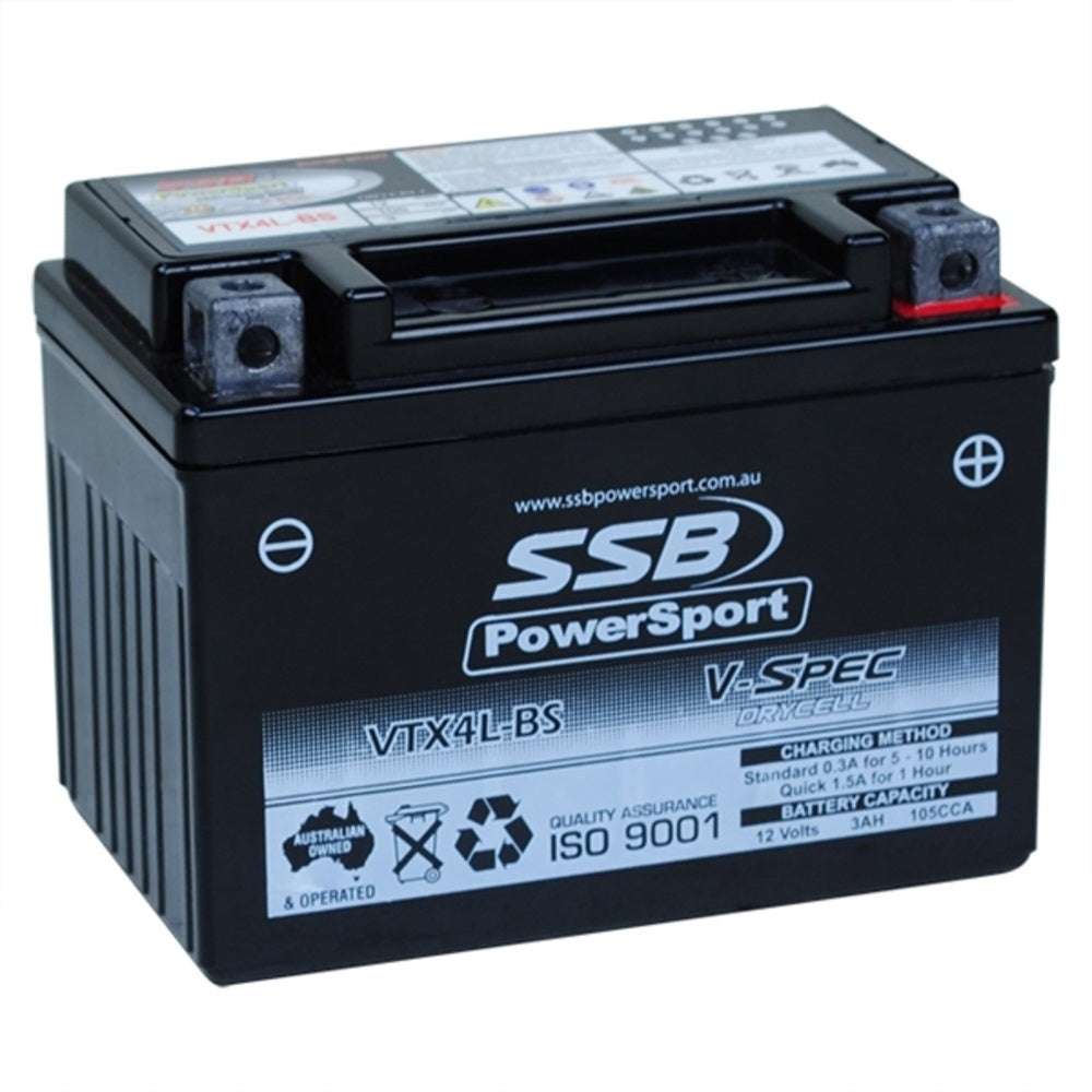 12V SSB V-Spec High Perform. AGM Battery (10) (YTX4L-BS, GTX4L-BS, YTZ5-S, CB4L-A, CB4L-B, GB4L-B, YTX4AL-BS) (1.65 Kg)