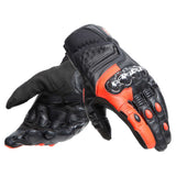 Dainese Carbon 4 Leather Gloves - Short Cuff - BLACK/FLUO-RED
