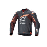 GP PLUS R V4 RIDEKNIT LEATHER JACKET BLACK FLURO-RED WHITE (1321)
