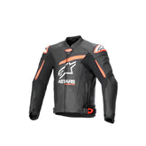 GP PLUS R V4 AIRFLOW LEATHER JACKET BLACK FLURO-RED WHITE (1321)