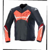 FASTER V3 AIR LEATHER JACKET BLACK FLURO-RED (1030)