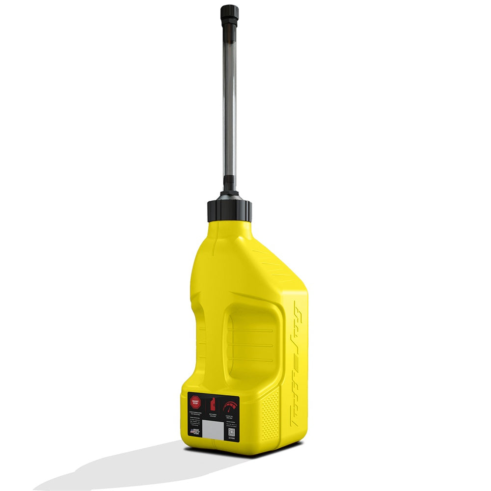 Gen 3 - 2.5G/10L Yellow Tuff Jug with Black Standard Cap & Auto-Stop Spout w/ View Strip
