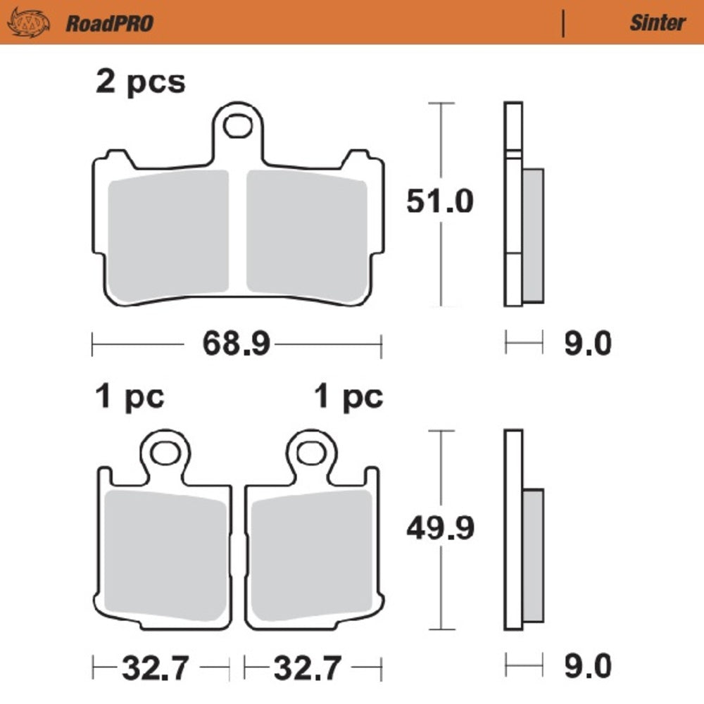 Moto-Master RoadPRO Sinter Front Brake Pad (FD0491)