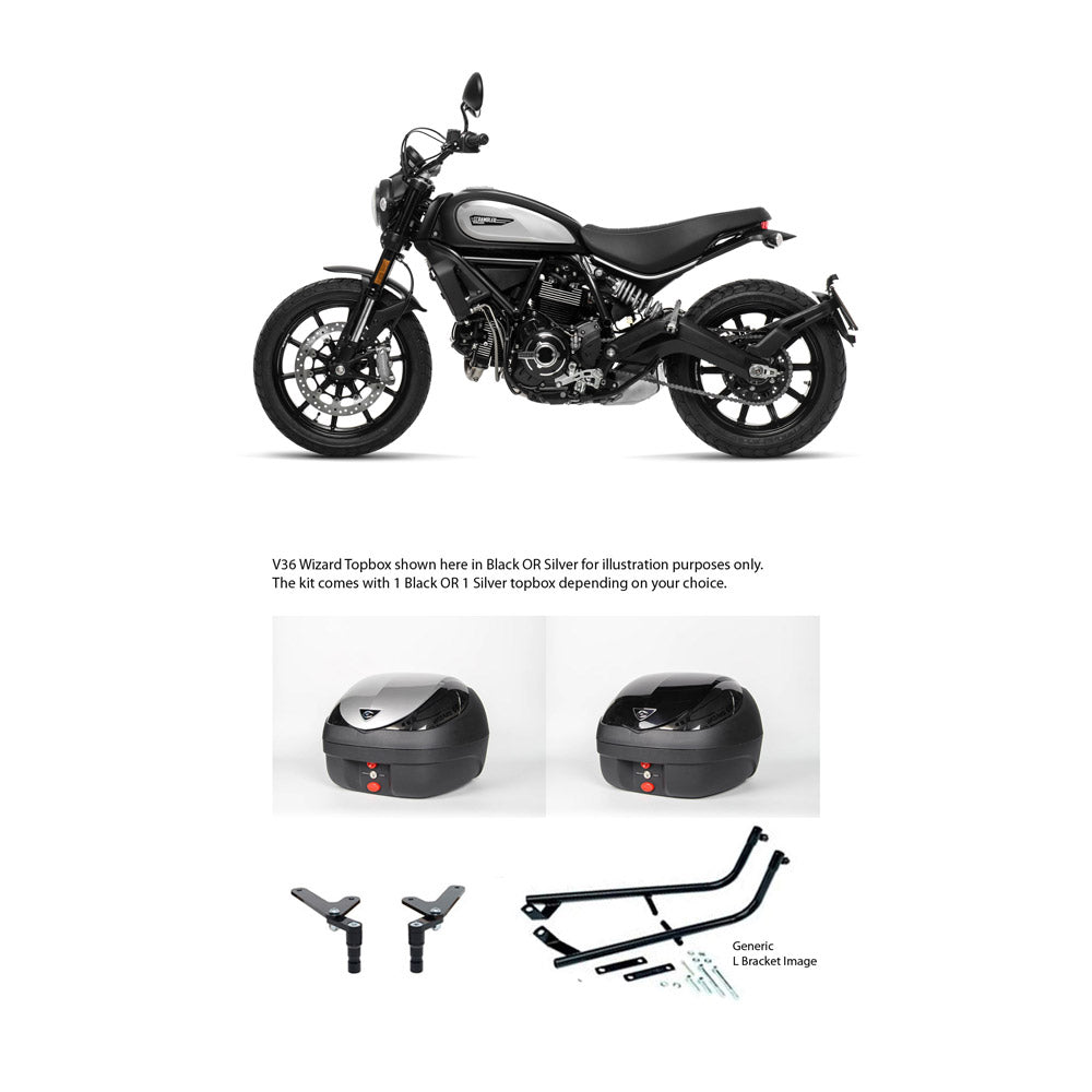 V36 Wizard Silver Topbox Kit 800 SCRAMBLER (ALL) 20-22 - D056V36BPSIL