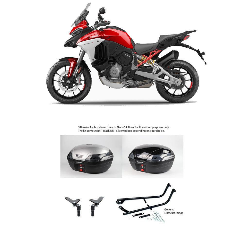 S48 Astra Silver Topbox Kit 1160 MULTISTRADA (V4), S & S SPORTS 21-24 - D057S48BPSIL