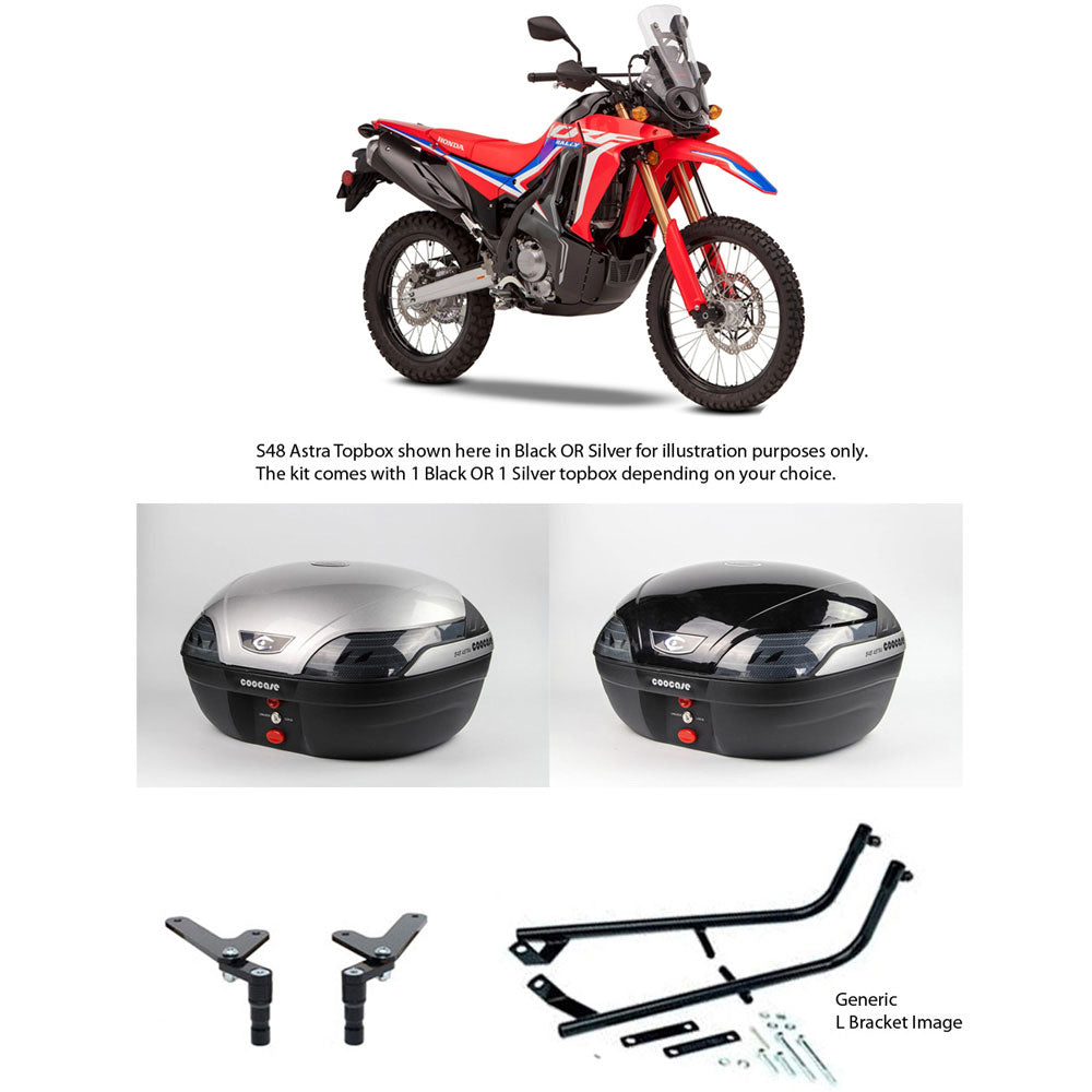 S48 Astra Silver Topbox Kit CRF 300 L & RALLY 21-25 - H173S48BPSIL