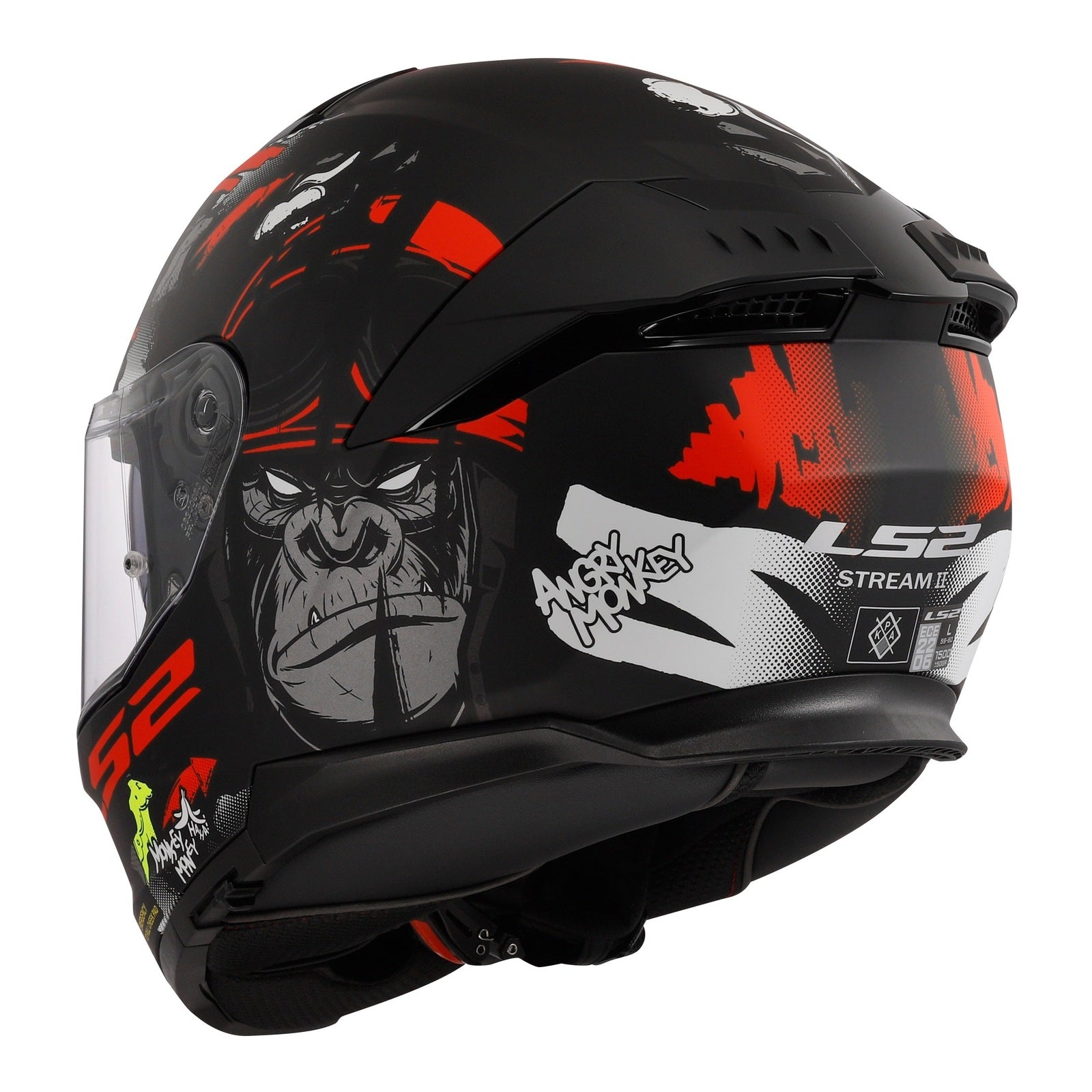 LS2 FF808 Stream II Angry Monkey Helmet - Matte Black / Red 06