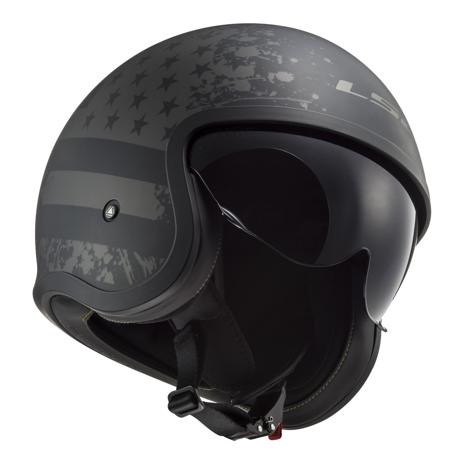 LS2 OF599 Spitfire II Flag Helmet - Matte Black 06