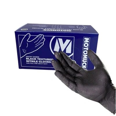 MOTOMUCK BLACK TEXTURED NITRILE HEAVY DUTY GLOVES 8MIL (XL) (Box of 100)
