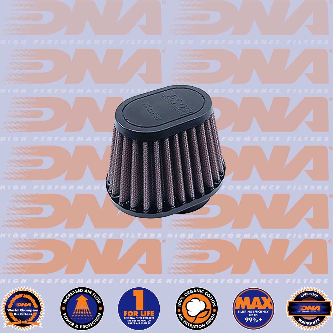 DNA FILTERS RUBBER TOP OVAL CLAMP ON 51mm INLET 100mm LENGTH AIR FILTER - OV-5100-100