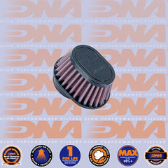 DNA FILTERS RUBBER TOP OVAL CLAMP ON 54mm INLET 50mm LENGTH AIR FILTER - OV-5400-SHORT