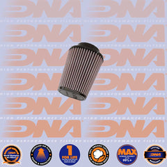 DNA FILTERS RUBBER TOP OVAL CLAMP ON 62mm INLET 125mm LENGTH AIR FILTER - OV-6200-125-R9T
