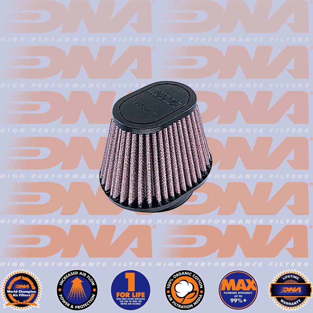 DNA FILTERS RUBBER TOP OVAL CLAMP ON 66mm INLET 80mm LENGTH AIR FILTER - OV-6600-80