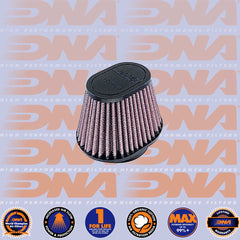 DNA FILTERS RUBBER TOP OVAL CLAMP ON 66mm INLET 80mm LENGTH AIR FILTER - OV-6600-80